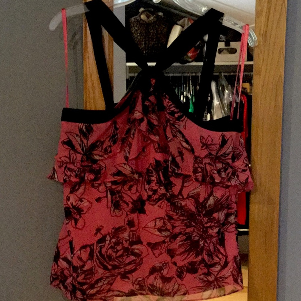 Silk floral BCBG top sz M